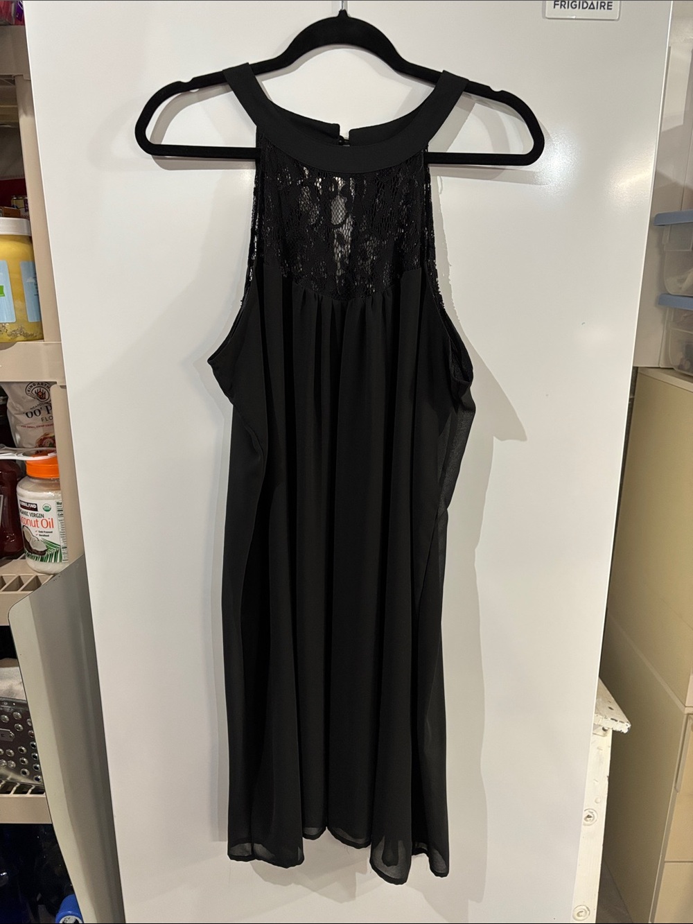 Black Lace Yoke Sleeveless DressXXL